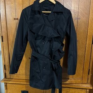 Black Ruffle Trench Coat